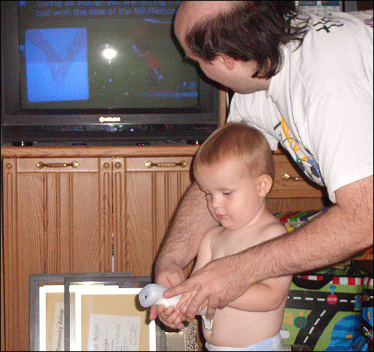 Evan and daddy and the Wii
