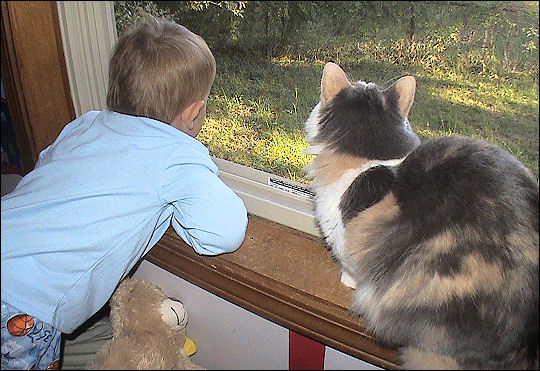 Evan and Olivia, birdwatchers